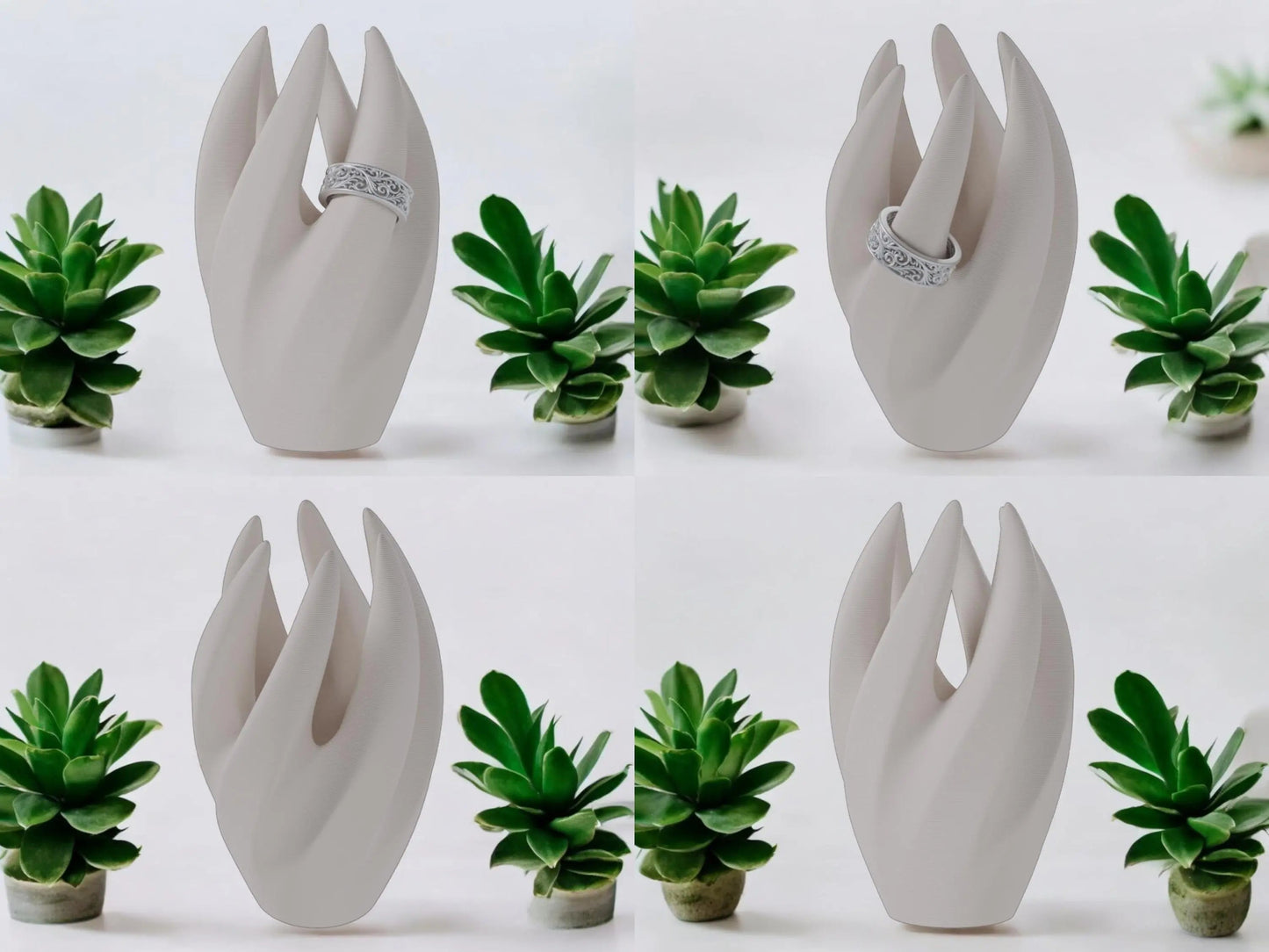 Eleganter Ringhalter für 6 Ringe – Geschwungene Ring Halterung, Schmuck Organizer, Sichere Aufbewahrung für Ringe