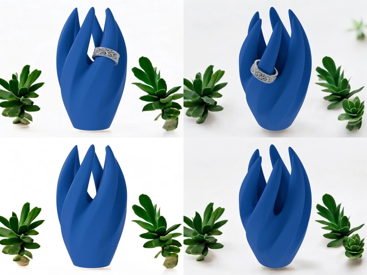 Eleganter Ringhalter für 6 Ringe – Geschwungene Ring Halterung, Schmuck Organizer, Sichere Aufbewahrung für Ringe