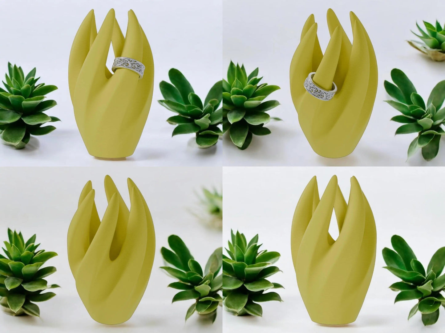Eleganter Ringhalter für 6 Ringe – Geschwungene Ring Halterung, Schmuck Organizer, Sichere Aufbewahrung für Ringe