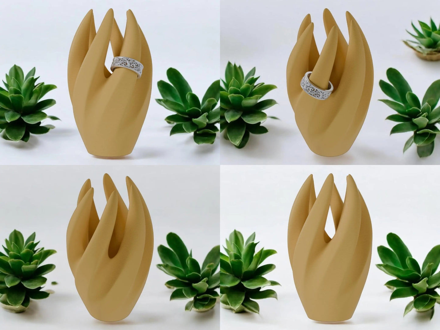 Eleganter Ringhalter für 6 Ringe – Geschwungene Ring Halterung, Schmuck Organizer, Sichere Aufbewahrung für Ringe