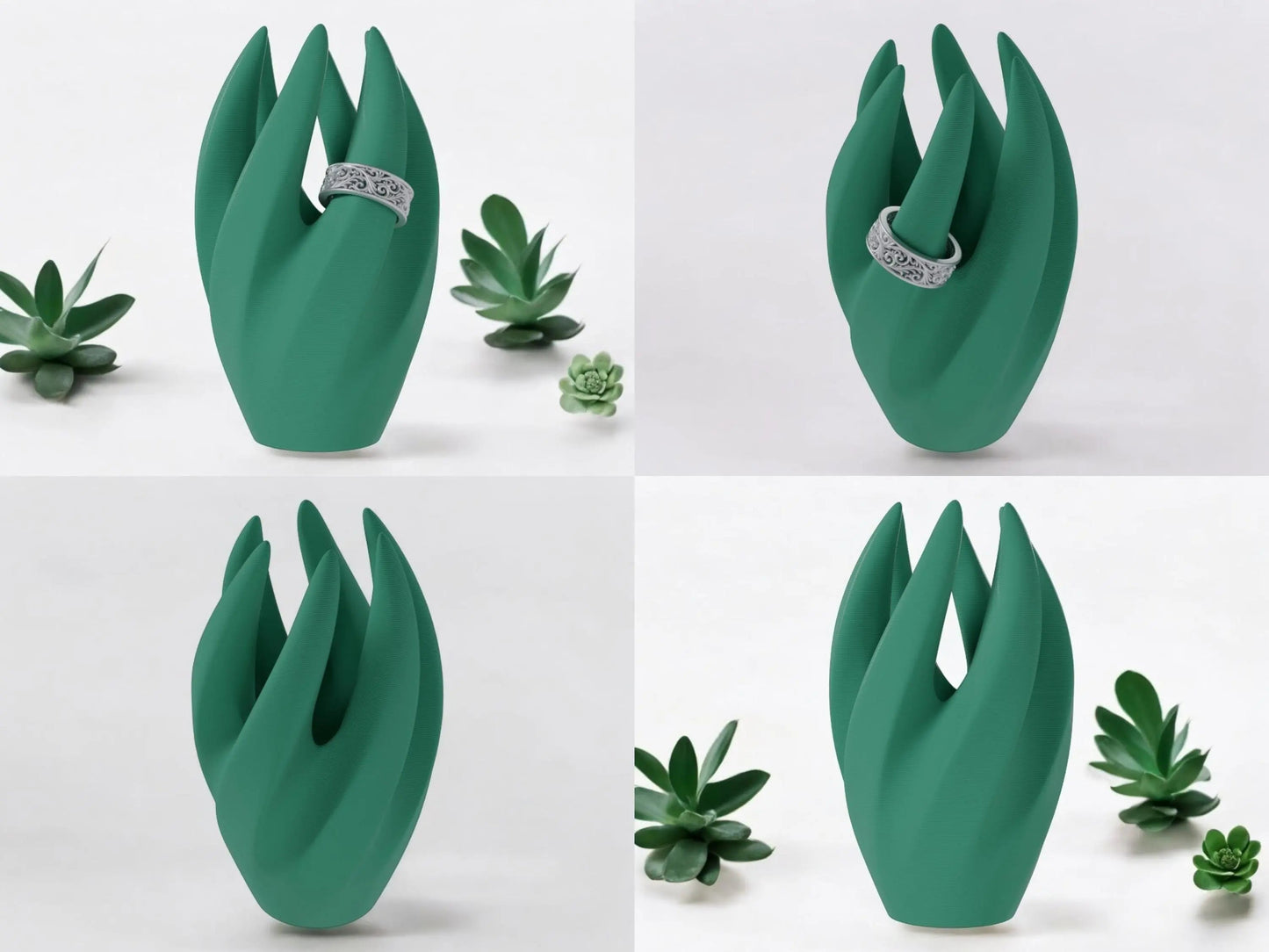 Eleganter Ringhalter für 6 Ringe – Geschwungene Ring Halterung, Schmuck Organizer, Sichere Aufbewahrung für Ringe