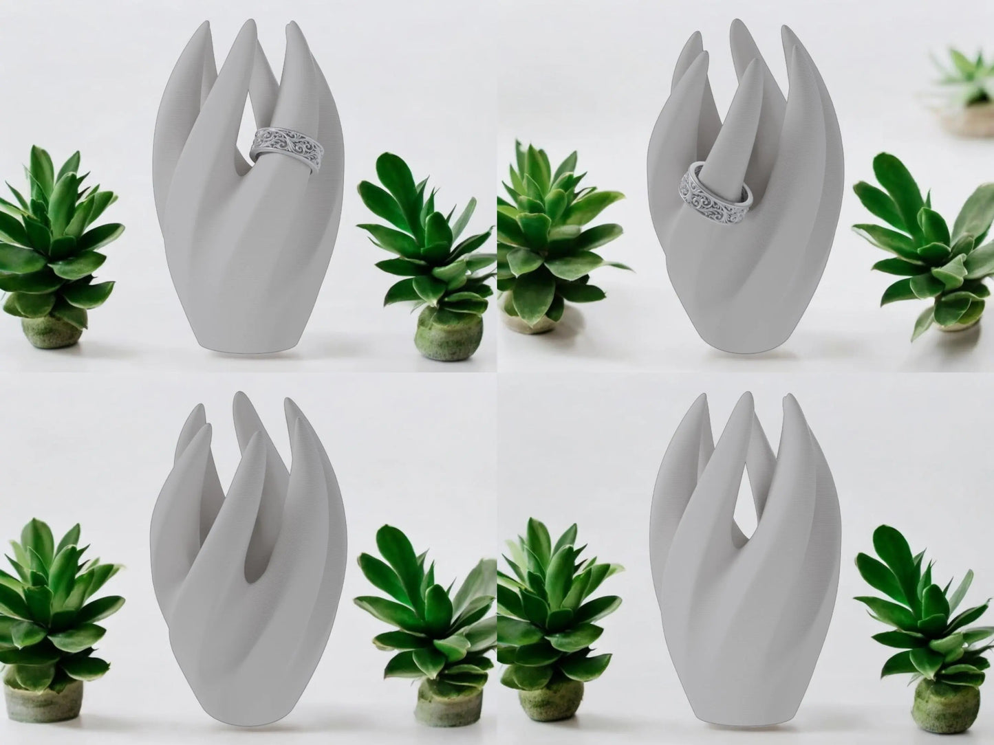 Eleganter Ringhalter für 6 Ringe – Geschwungene Ring Halterung, Schmuck Organizer, Sichere Aufbewahrung für Ringe