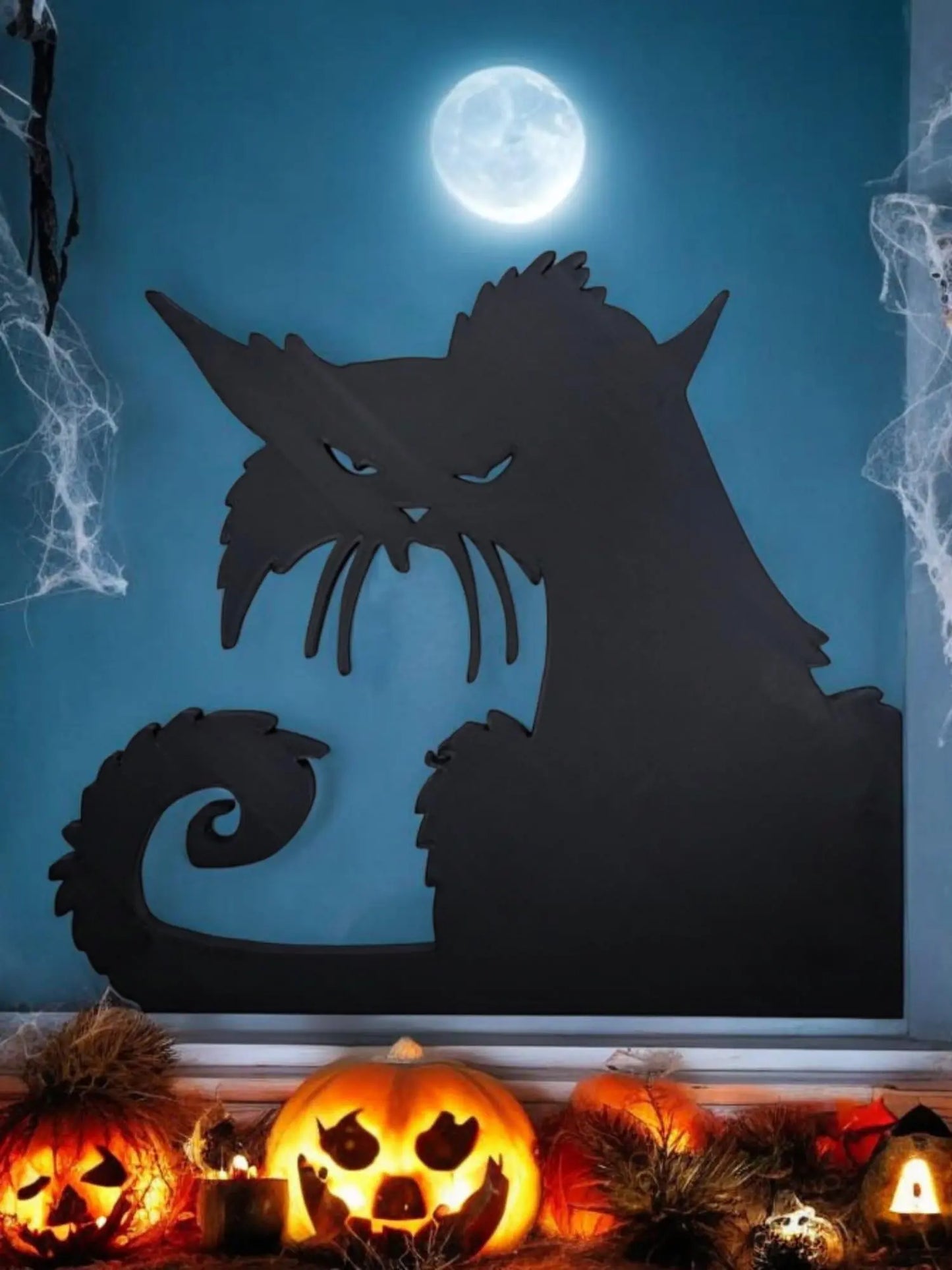 Halloween Dekoration - Katzendesign für Fenster oder Regal, Gruselige Deko für den Herbst, Lustige Katzenfiguren