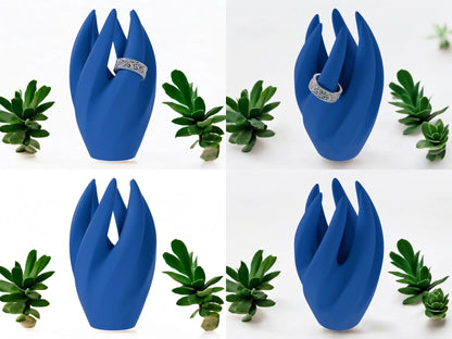 Eleganter Ringhalter für 6 Ringe – Geschwungene Ring Halterung, Schmuck Organizer, Sichere Aufbewahrung für Ringe