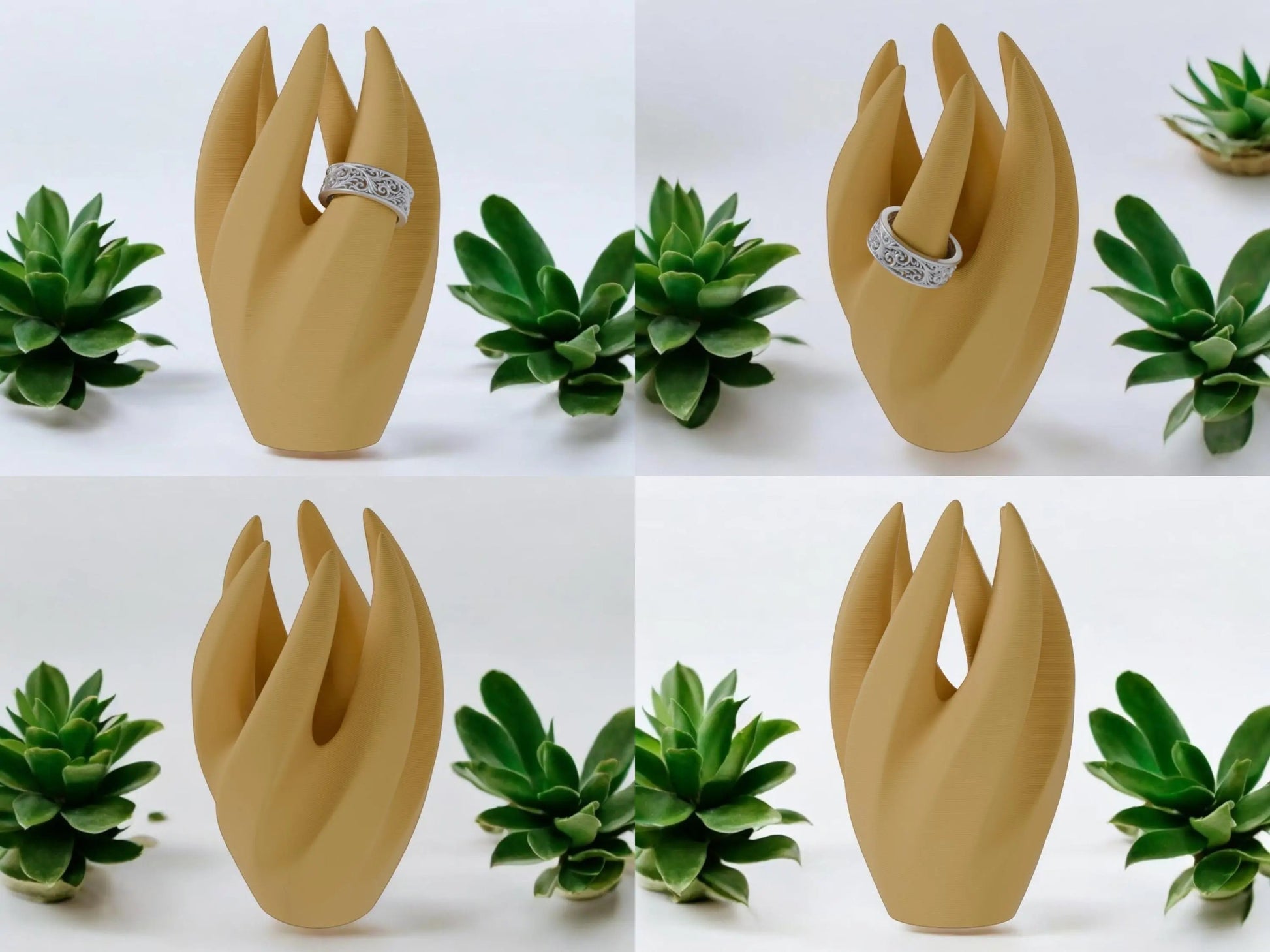 Eleganter Ringhalter für 6 Ringe – Geschwungene Ring Halterung, Schmuck Organizer, Sichere Aufbewahrung für Ringe