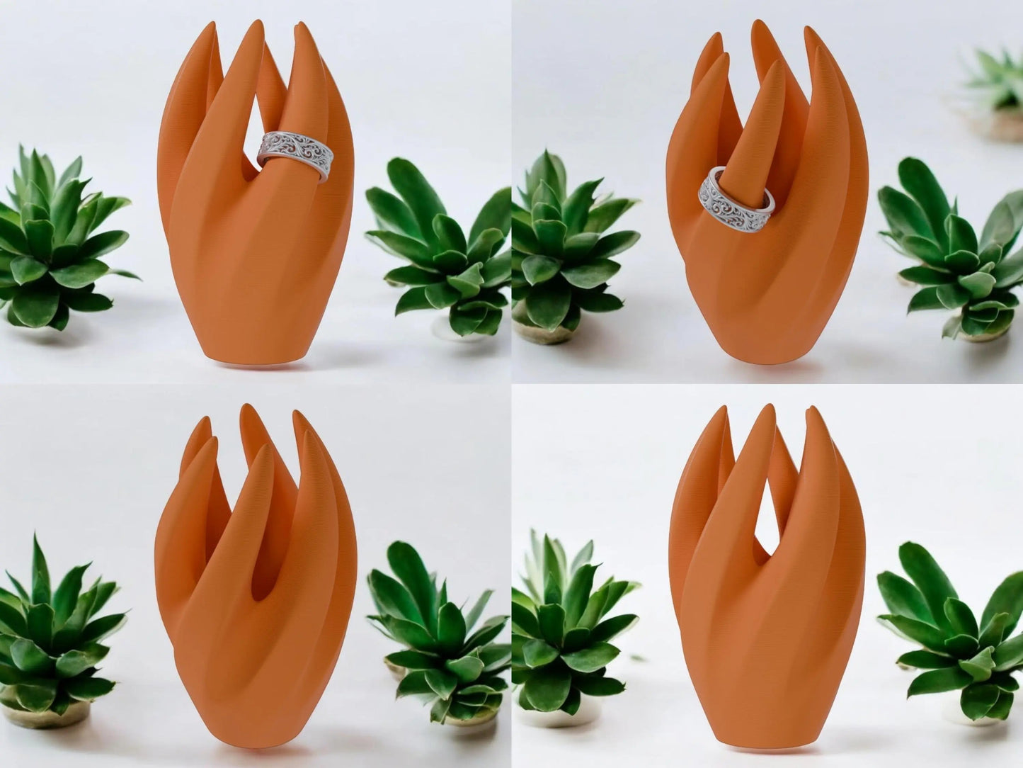 Eleganter Ringhalter für 6 Ringe – Geschwungene Ring Halterung, Schmuck Organizer, Sichere Aufbewahrung für Ringe