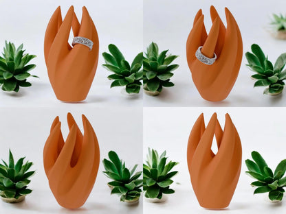 Eleganter Ringhalter für 6 Ringe – Geschwungene Ring Halterung, Schmuck Organizer, Sichere Aufbewahrung für Ringe
