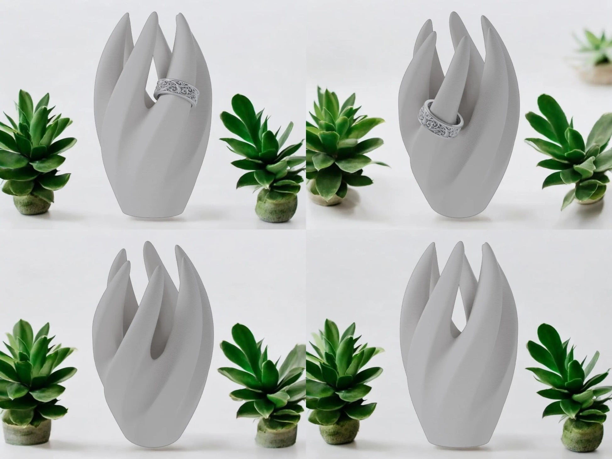 Eleganter Ringhalter für 6 Ringe – Geschwungene Ring Halterung, Schmuck Organizer, Sichere Aufbewahrung für Ringe