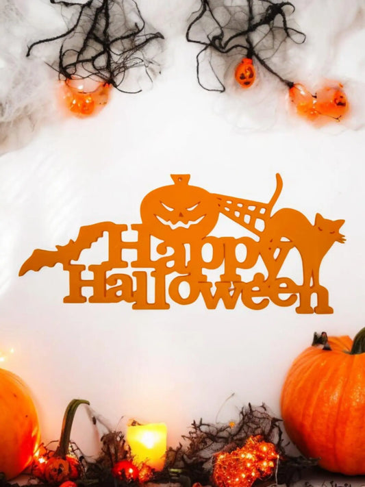 Happy Halloween Wanddekoration für festliche Feiern, Gruselige Deko für Halloweenpartys, Kürbis & Gespenst Themen