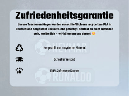 Personalisierter Fußball Taschenanhänger – Schlüsselanhänger mit Name – Perfektes Geschenk für Fußballfans & Sporttaschen Zubehör